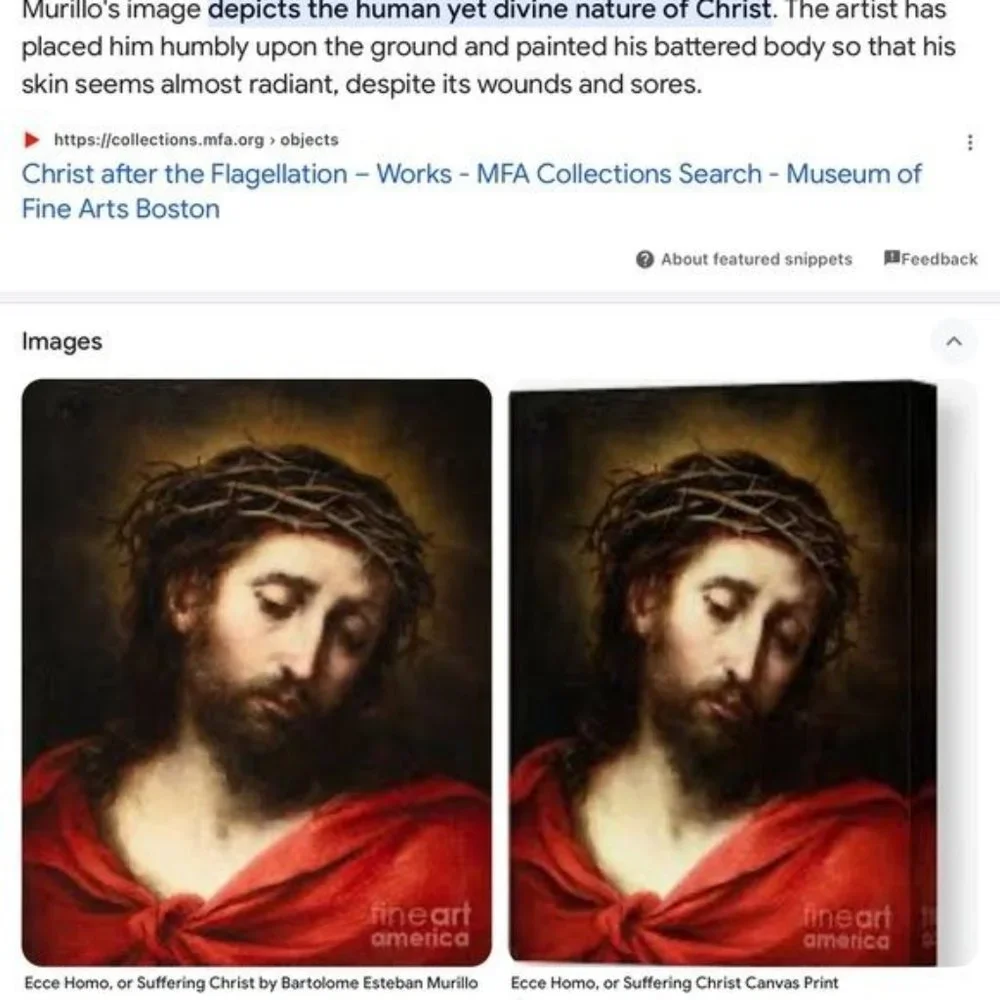 Suffering Christ Painting by Bartolomé Esteban Murillo Glass Hand Solder Pendant - Picture 13 of 15